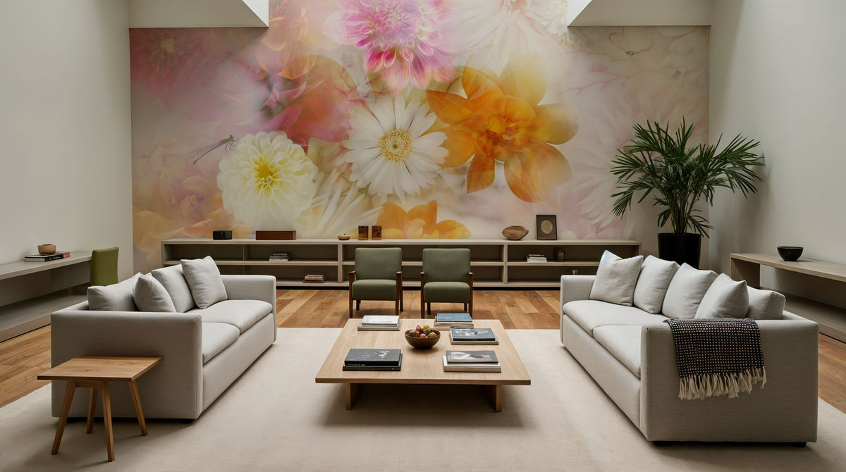 Ethereal Dahlias Mural Wallpaper - room preview 06