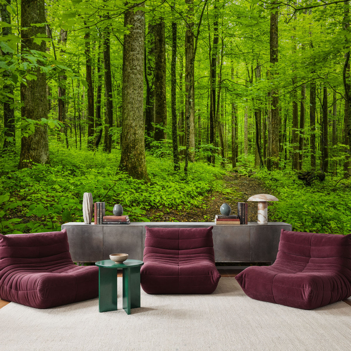 Emerald Woodland Path Mural Wallpaper - room preview 06