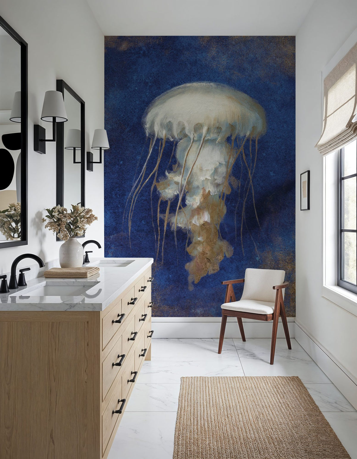 Treasures From the Sea Indigo II Mural Wallpaper - room preview 06