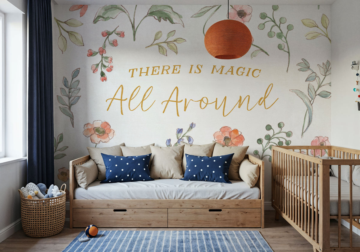 Wild Blooms V Mural Wallpaper - Light Tone - room preview 06