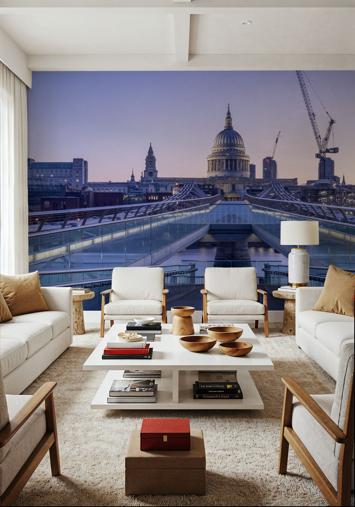 Millennium Bridge and Saint Paul´s Cathedral Mural Wallpaper - room preview 06