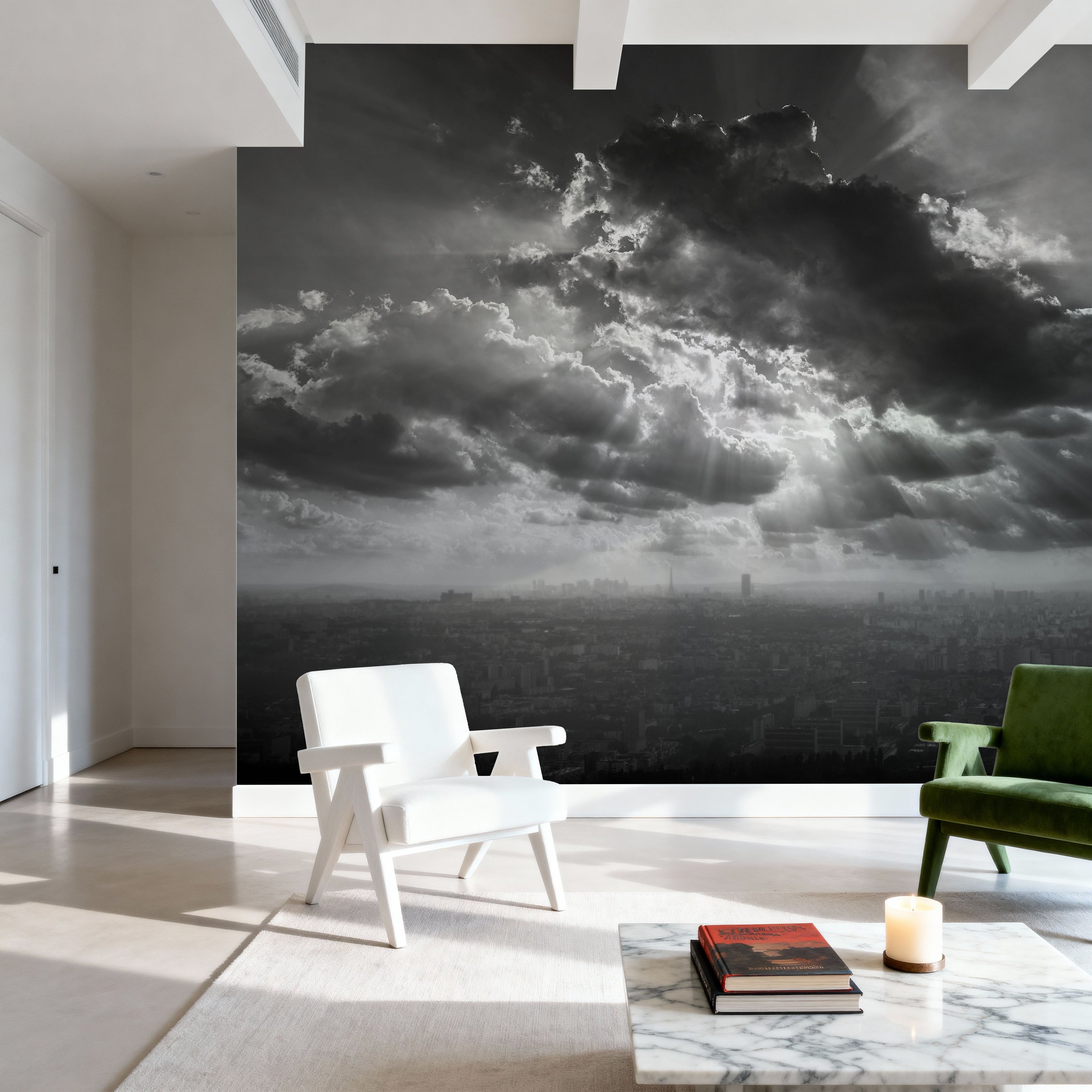 Paris, Foggy Day Mural Wallpaper