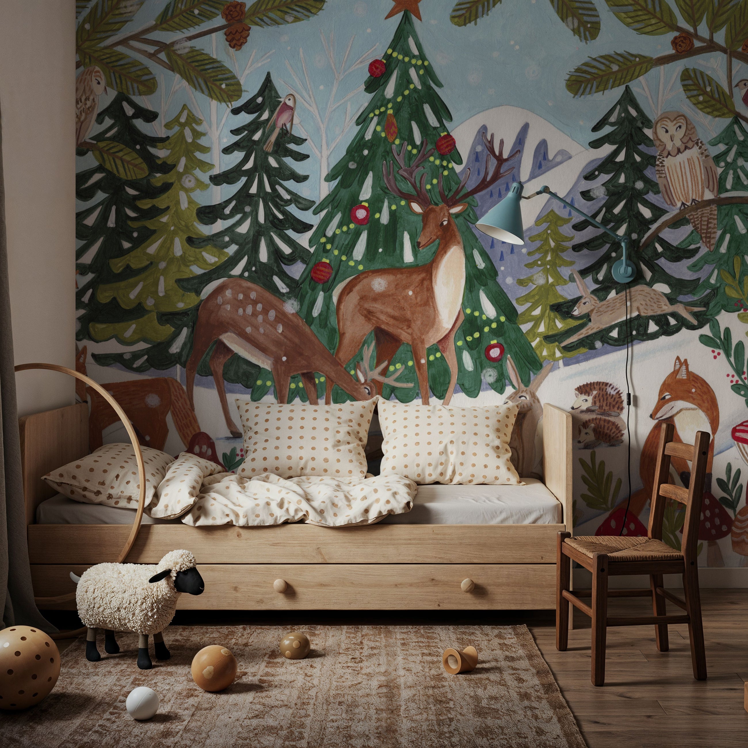 Animal Winter Scene Mural Wallpaper