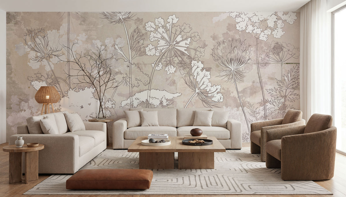 Wildflower Fresco Mural Wallpaper - room preview 06