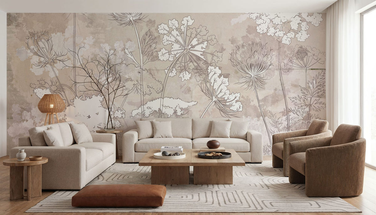 Wildflower Fresco Mural Wallpaper - room preview 06