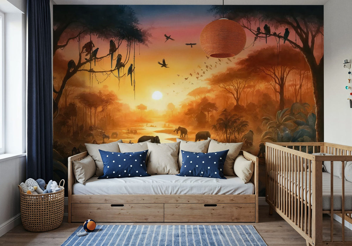 Twilight Serenity in the Jungle Abode Mural Wallpaper - room preview 06