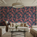 Pop Peonies, Pink & Teal Mural Wallpaper - room preview 06