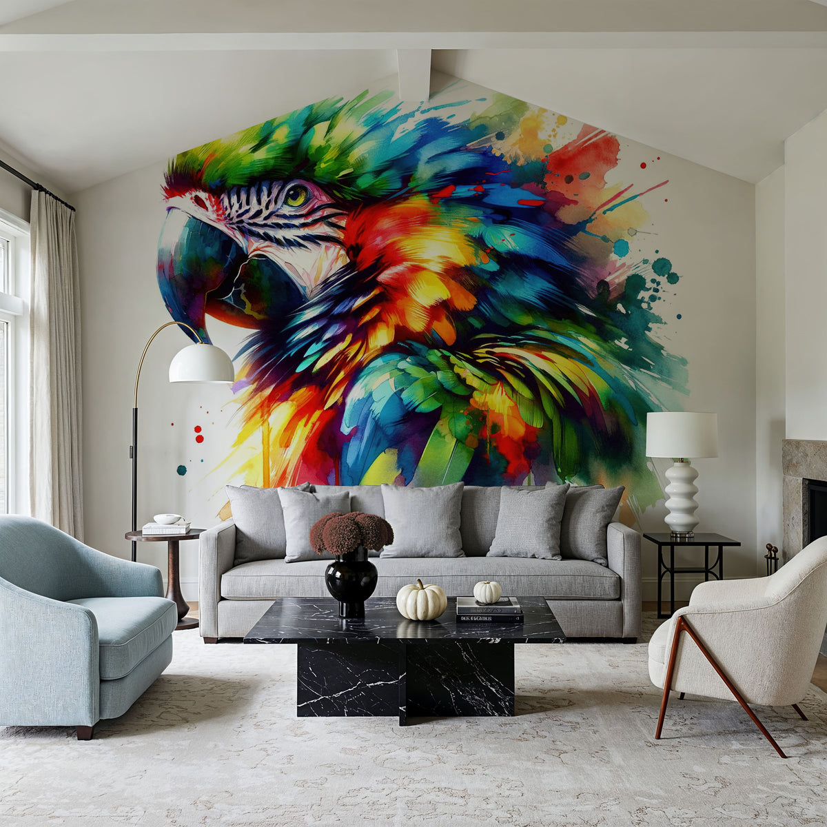 Vibrant Parrot's Tropical Essence Mural Wallpaper - room preview 06