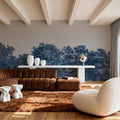 Over the Treetops, Blue Ink Mural Wallpaper - room preview 06