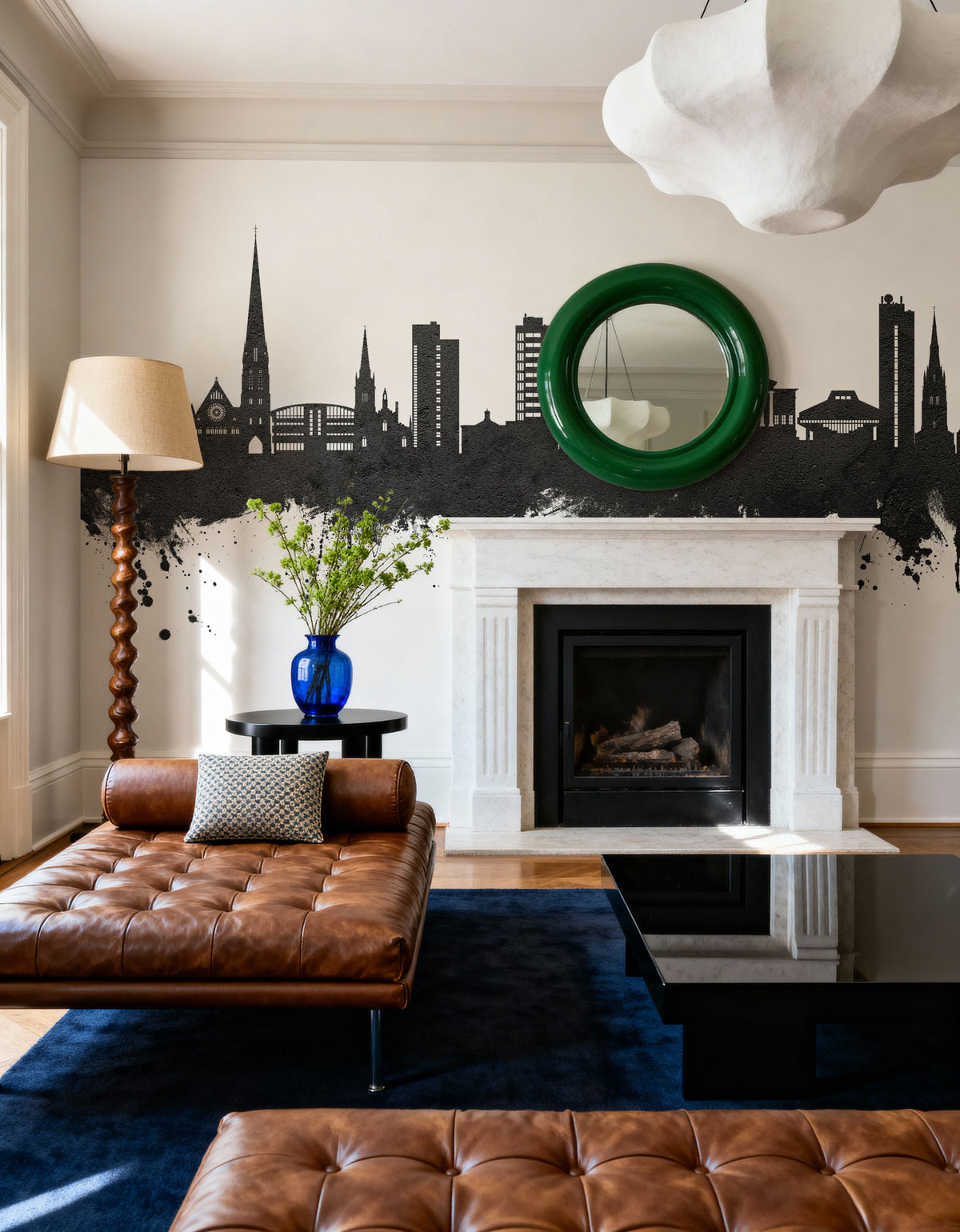 Preston England Skyline Black & White Mural Wallpaper - room preview 06