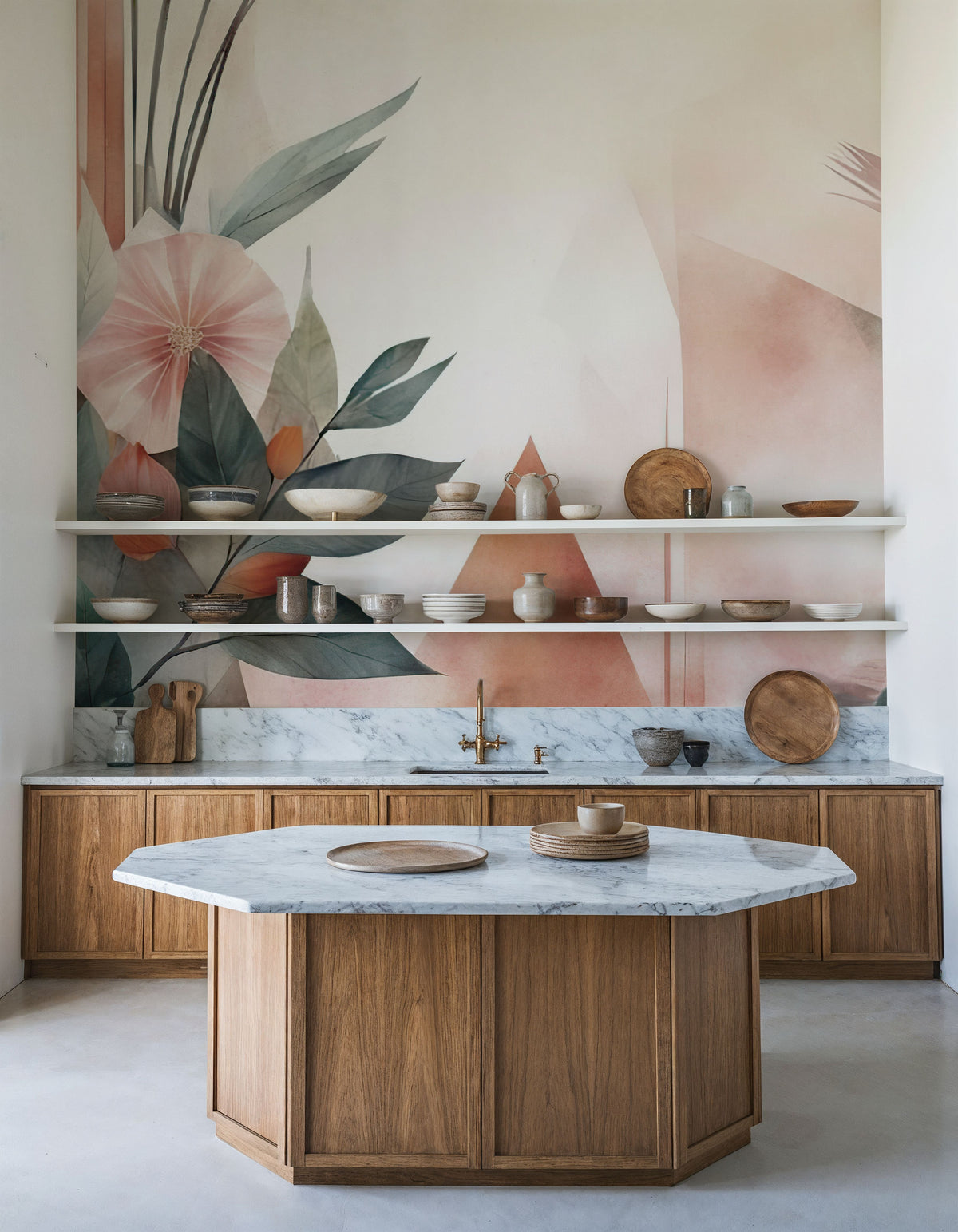 Floral Watercolor Abstract Bright Mural Wallpaper - room preview 06