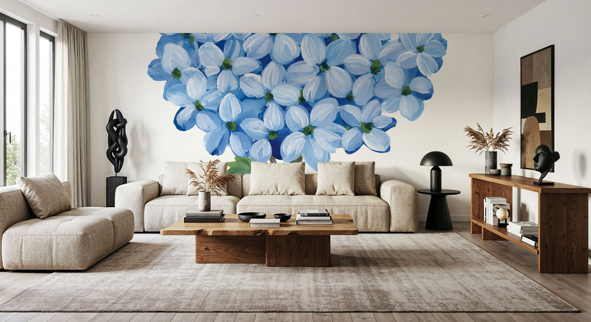 Nantucket Blue Hydrangea I Mural Wallpaper - room preview 06