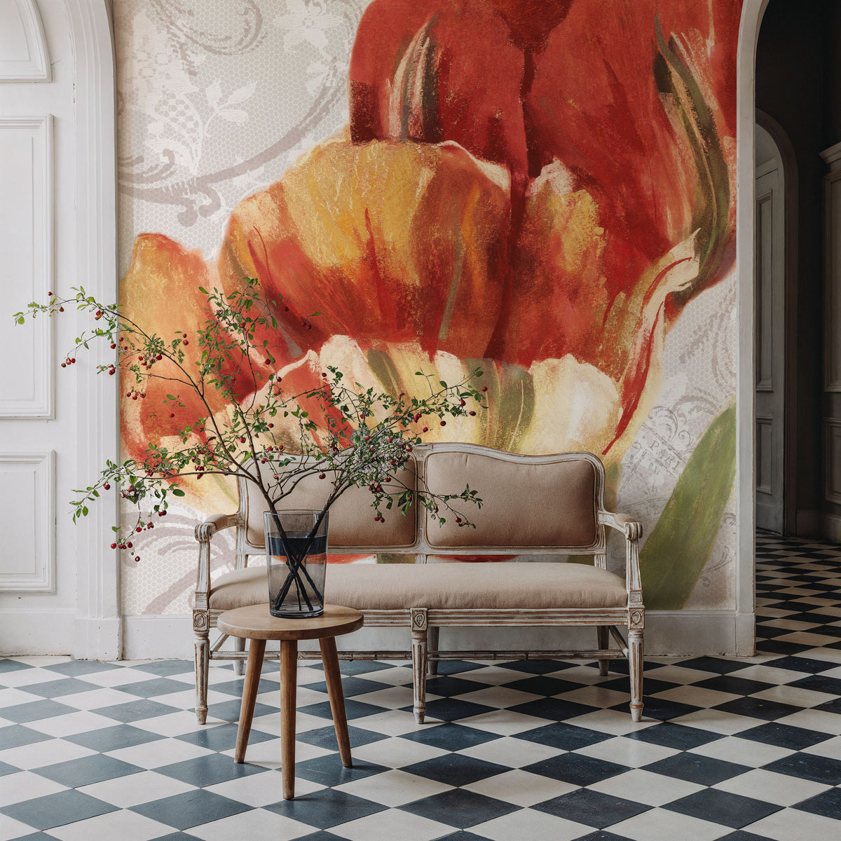 Spring Tulips Red II Mural Wallpaper - room preview 06