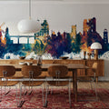 Scarborough England Skyline Blue & Bronze Mural Wallpaper - room preview 06