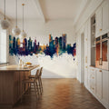 Oakland California Skyline Blue & Bronze Mural Wallpaper - room preview 06