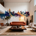 Lansing Michigan Skyline Blue & Bronze Mural Wallpaper - room preview 06