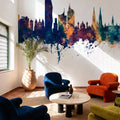 Vienna Austria Skyline Blue & Bronze Mural Wallpaper - room preview 06