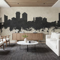 Wichita Kansas Skyline Concrete Mural Wallpaper - room preview 06