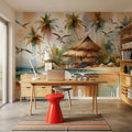 Island Serenity in Abstract Watercolor Mural Wallpaper - room preview 06