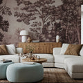 Enchanted Grove Tapestry, Burgundy Mural Wallpaper - room preview 06