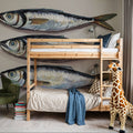 Three Little Fishies Neutral Mural Wallpaper - room preview 06