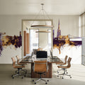 Warrington England Skyline Purple & Gold Mural Wallpaper - room preview 06