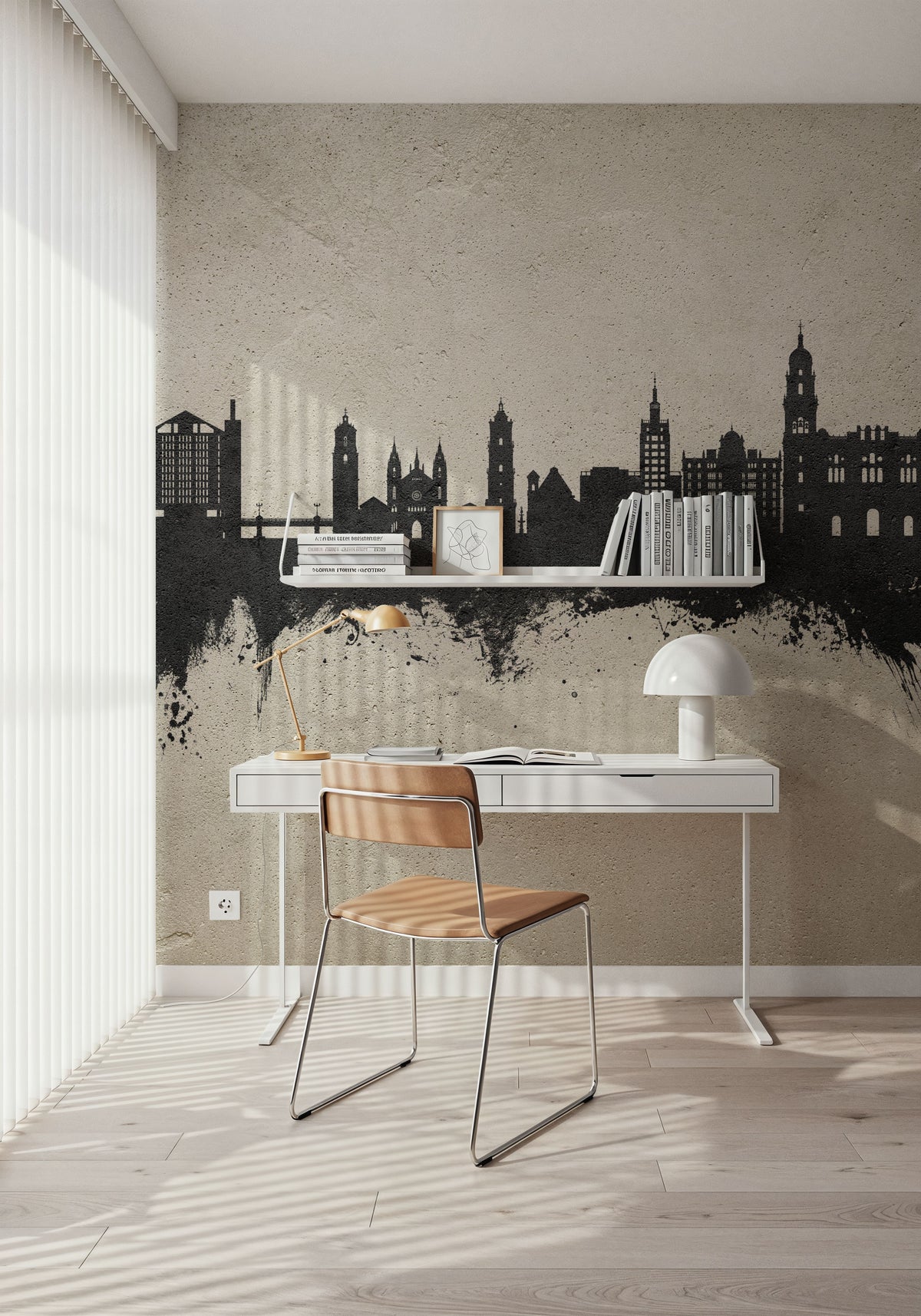 Málaga Spain Skyline Concrete Mural Wallpaper - room preview 06