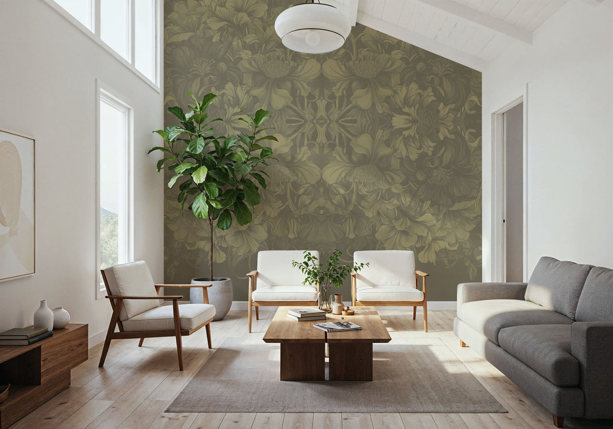 Scandi Flower Ceiling I Mural Wallpaper - room preview 06