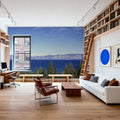 Mountain Lake Reflection Blue Mural Wallpaper - room preview 06