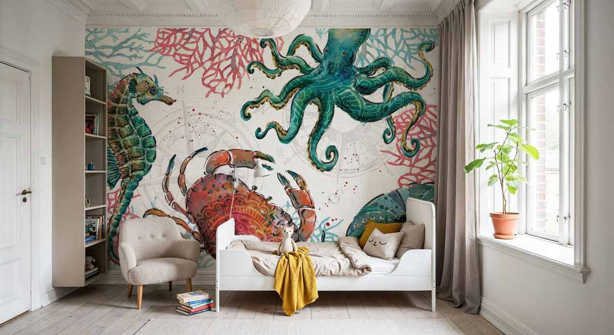 Ocean Finds Mural Wallpaper - room preview 06