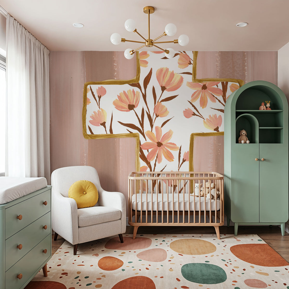 Floral Cross IV Mural Wallpaper - room preview 06
