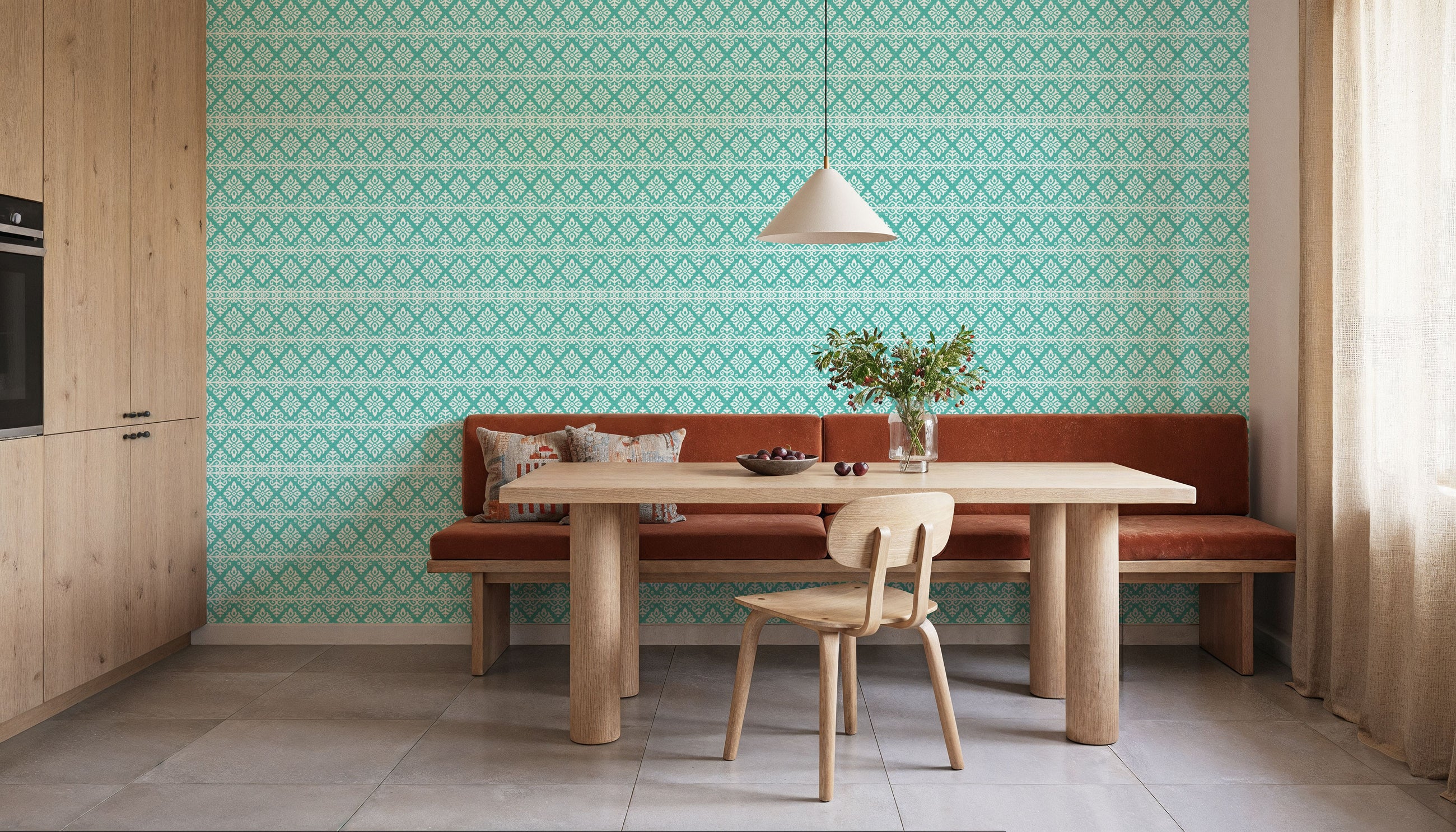 Amadora Squares Turqouise Mural Wallpaper