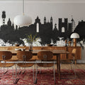 Lisbon Portugal Skyline Black & White Mural Wallpaper - room preview 06