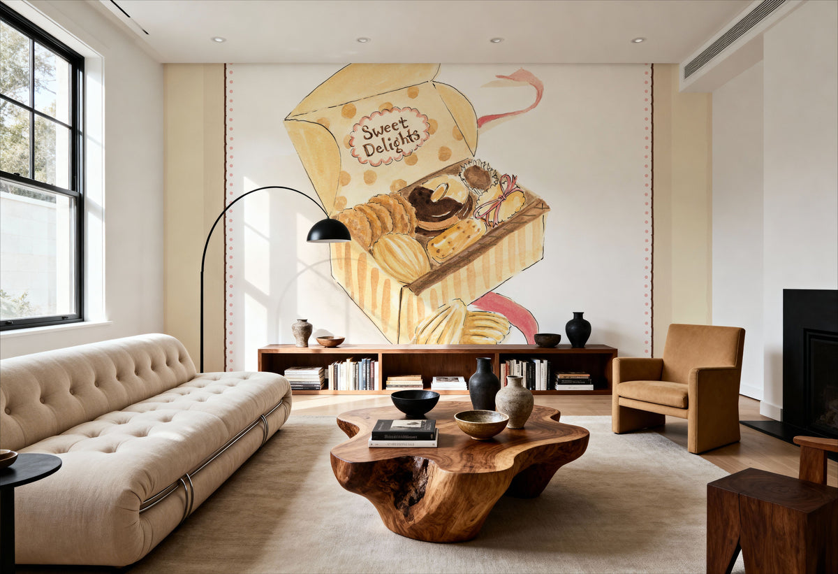 Sweet Delights on Stripes Mural Wallpaper - room preview 06