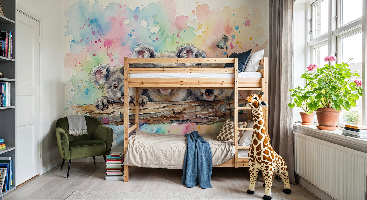 Koalas - Cute Baby Animals Series Mural Wallpaper - room preview 06