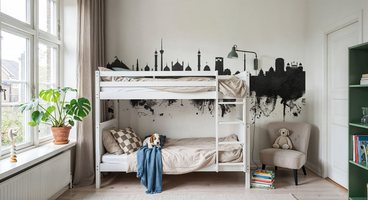 New Delhi India Skyline Mural Wallpaper - room preview 06