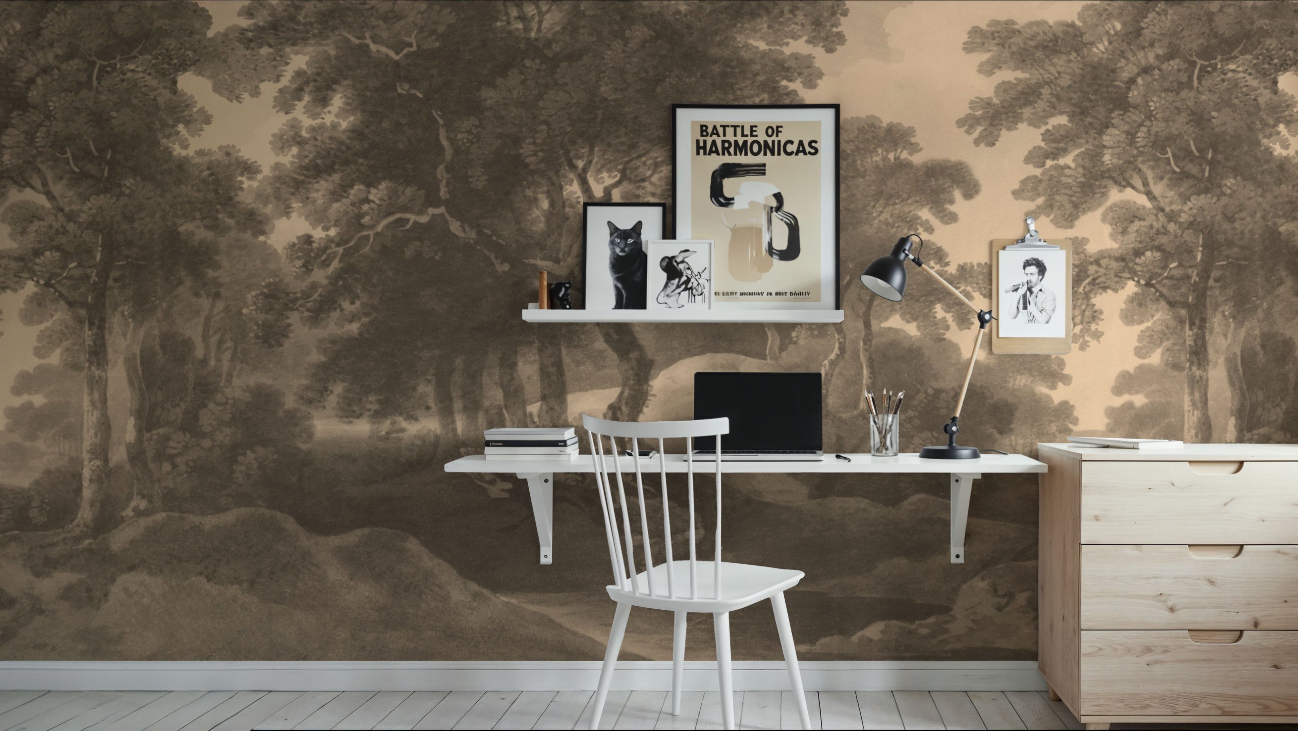 Historic Lands, Sepia Mural Wallpaper