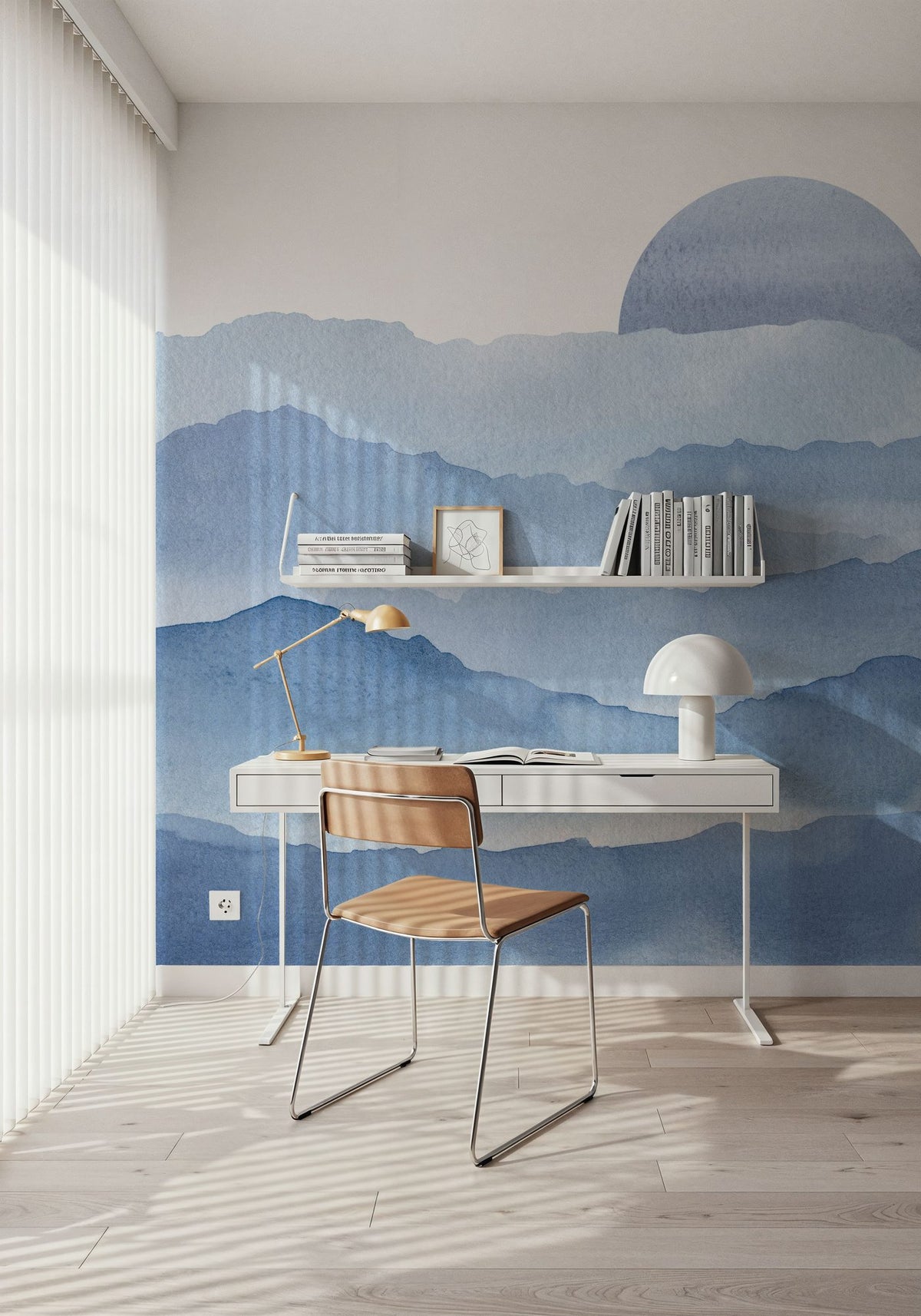 Sunrise Mountain View, Sky Blue Mural Wallpaper - room preview 06