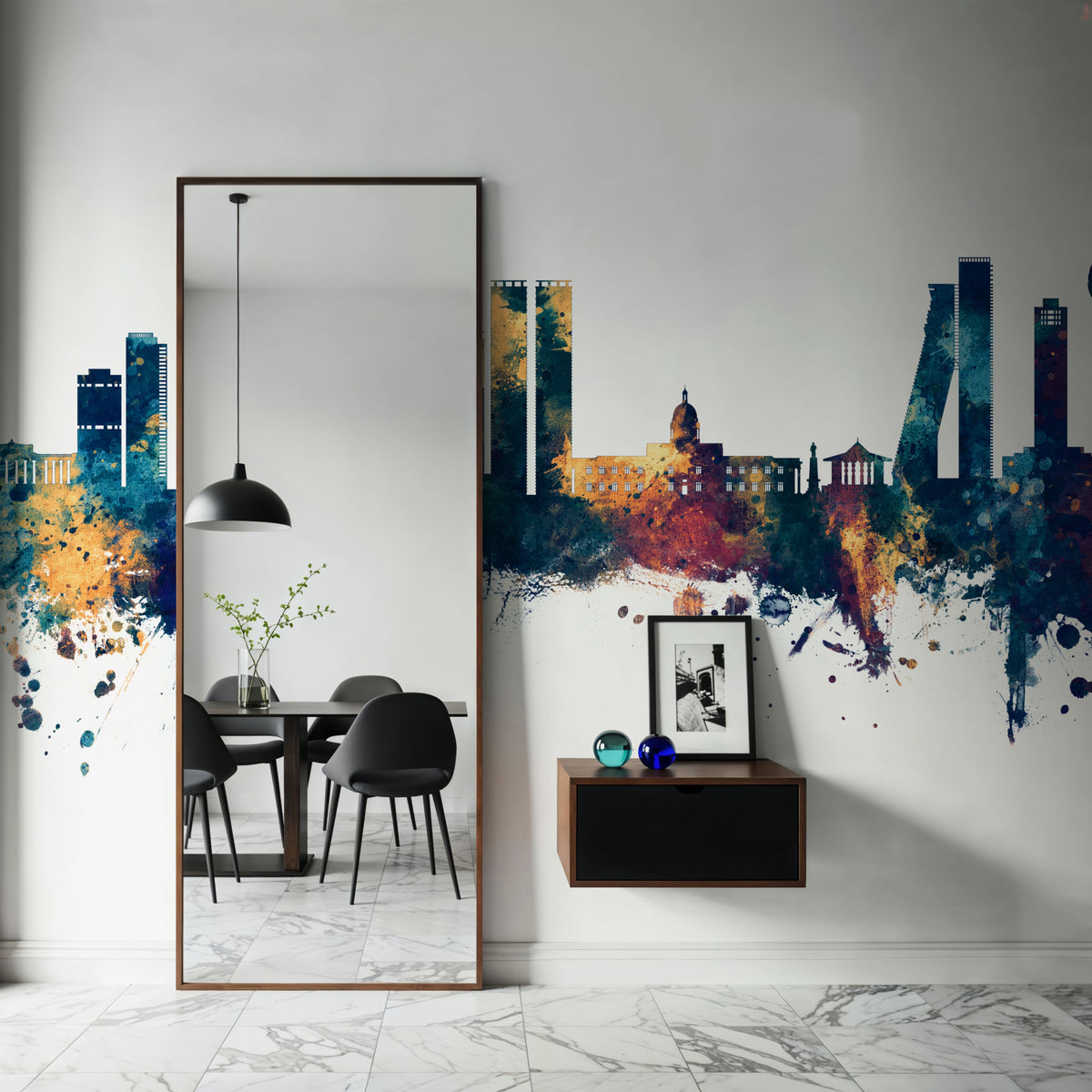 Colombo Sri Lanka Skyline Blue & Bronze Mural Wallpaper - room preview 06