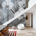 Geometry and Orchids Blue Mural Wallpaper - room preview 06