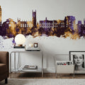 Oldham England Skyline Purple & Gold Mural Wallpaper - room preview 06