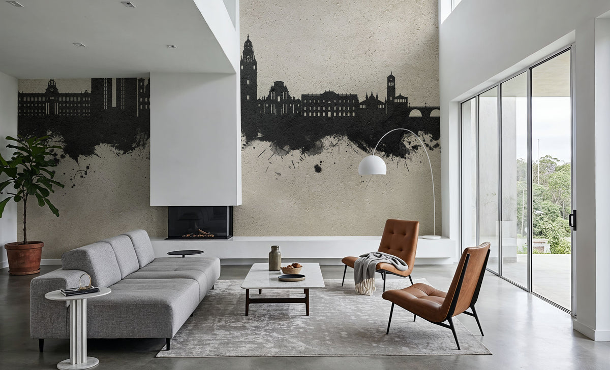 Murcia Spain Skyline Concrete Mural Wallpaper - room preview 06