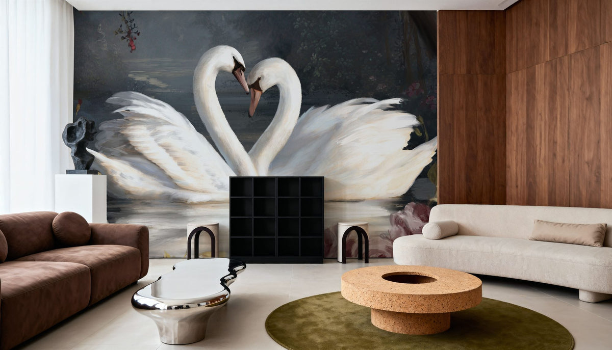 Swan Lake Mural Wallpaper - Neutral Tone - room preview 06