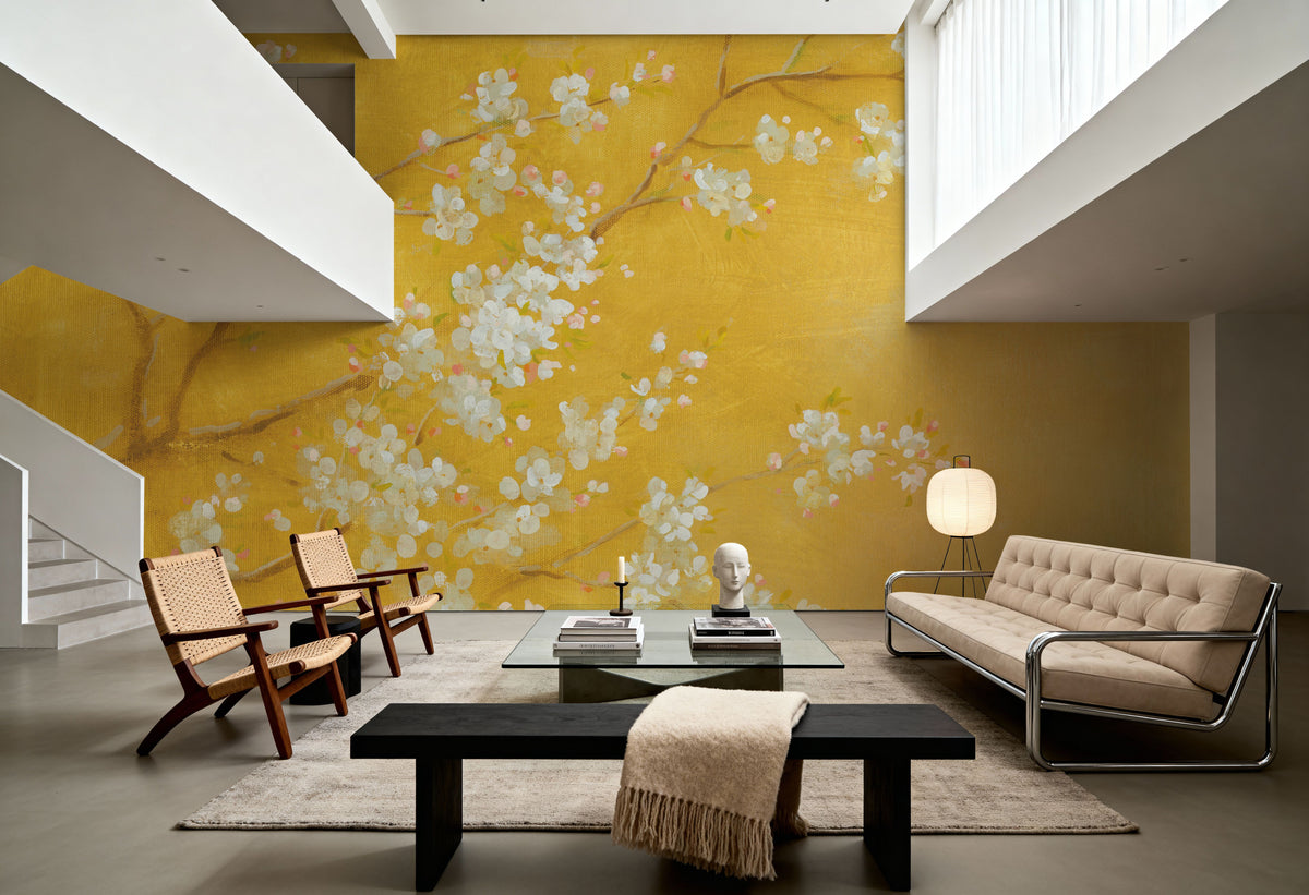 White Cherry Blossoms II Mural Wallpaper - room preview 06