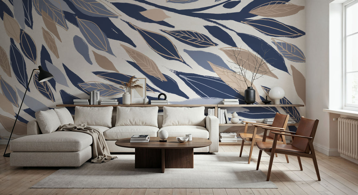Leafy Lines Mural Wallpaper - room preview 06