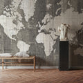 Old World Map Neutral Mural Wallpaper - room preview 06