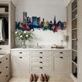 Swindon England Skyline Blue & Bronze Mural Wallpaper - room preview 06