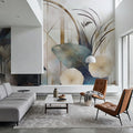 Art Deco Floral Geometry Yellow Mural Wallpaper - room preview 06