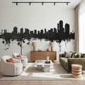Wilmington Delaware Skyline Black & White Mural Wallpaper - room preview 06