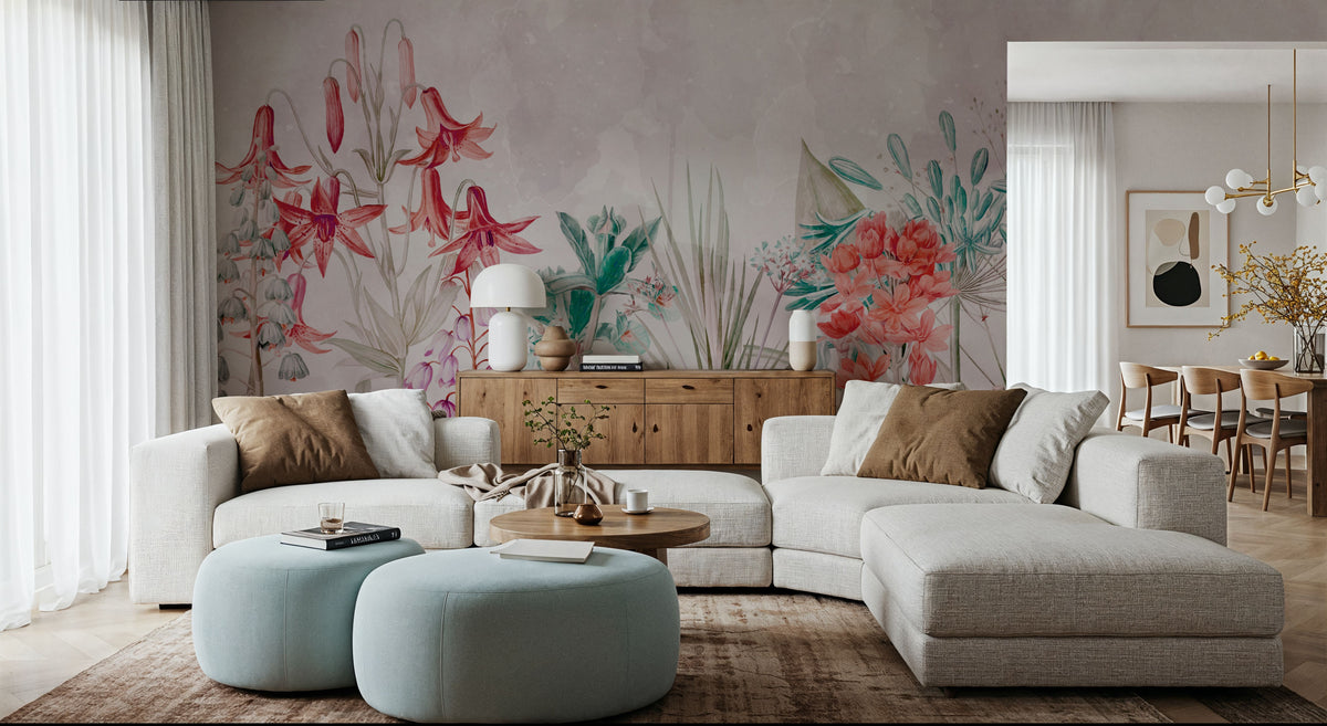 Field of Dreams Bright Red Mural Wallpaper - room preview 06